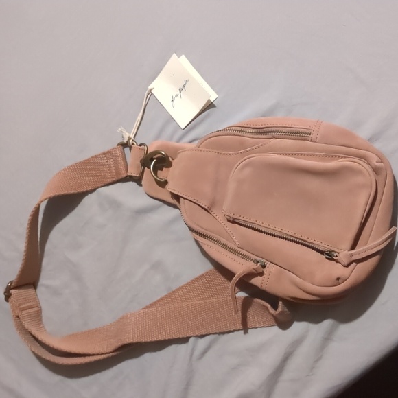NWT Free People Hudson Sling Bag Crossbody Pink Suede Leather - Picture 3 of 11